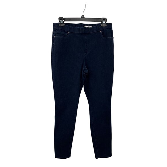 Lands End Denim - Lands End Pull On Jeans Womens 16 Dark Wash Cotton Blend Stretch Pants Used